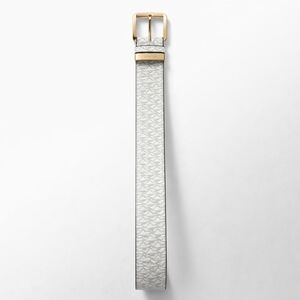 NWT Michael Kors White MK Logo Belt Gold Buckle Signature Monogram Womens Design